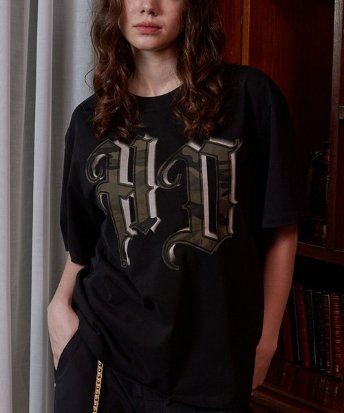 tシャツ 「UNISEX」HOODHOOD／888 Angel Ｔ レディース 888 エンジェル グラフィック ウォッシュド ハーフスリーブ T