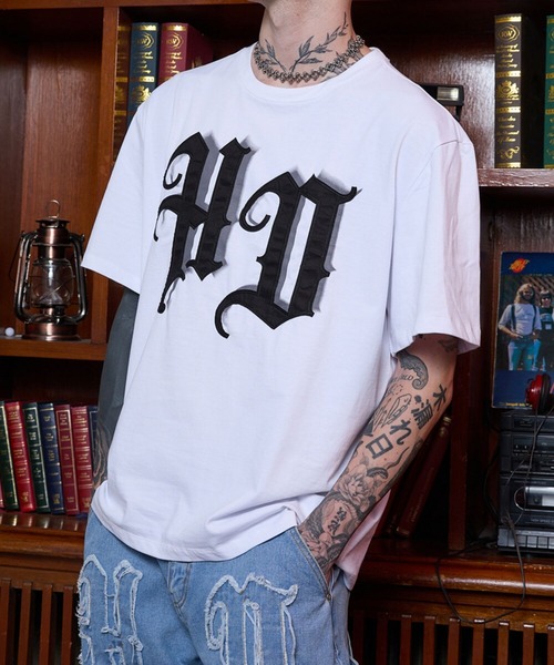 tシャツ 「UNISEX」HOODHOOD／フェイクポケットＴ レディース セール】【UNISEX】HOODHOOD／Applique T（Tシャツ/カットソー