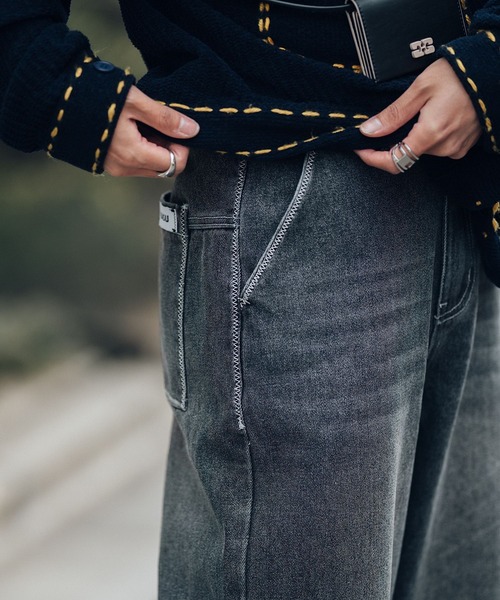 CIASU（シアス）の「ギザステッチウォッシュドデニムパンツ（デニムパンツ・メンズ・グレー/ブルー・SMALL/MEDIUM/LARGE）」の12枚目の写真