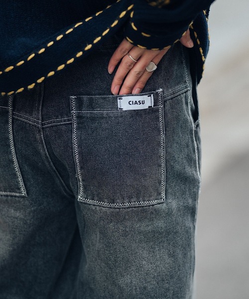 CIASU（シアス）の「ギザステッチウォッシュドデニムパンツ（デニムパンツ・メンズ・グレー/ブルー・SMALL/MEDIUM/LARGE）」の13枚目の写真