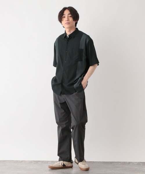 ベイクルーズ　ボリュームシャツ 半袖 ブラック CLEL】TR Loose Half Sleeve Regular Collor Shirt / TR ルーズ