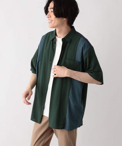 GLOBAL WORK(グローバルワーク)の「サラサマ快適シャツ/切り替え/半袖/286399(シャツ/ブラウス・メンズ・ブラック/カーキ/グレー系その他3/ネイビー・LARGE/XX-LARGE/X-LARGE/3XL/X-SMALL/SMALL/MEDIUM)」の7枚目の写真