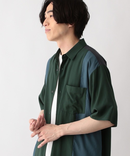 GLOBAL WORK(グローバルワーク)の「サラサマ快適シャツ/切り替え/半袖/286399(シャツ/ブラウス・メンズ・ブラック/カーキ/グレー系その他3/ネイビー・LARGE/XX-LARGE/X-LARGE/3XL/X-SMALL/SMALL/MEDIUM)」の8枚目の写真