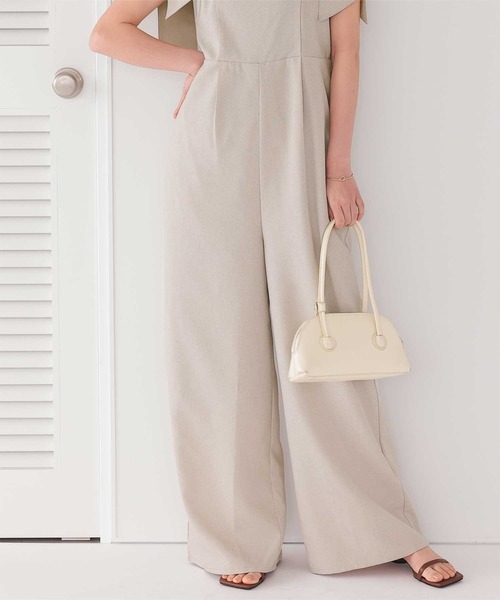 titivate（ティティベイト）の「ライトエステル肩リボンサロペット（サロペット/オーバーオール・レディース・グレイッシュベージュ/チャコール・M）」の15枚目の写真