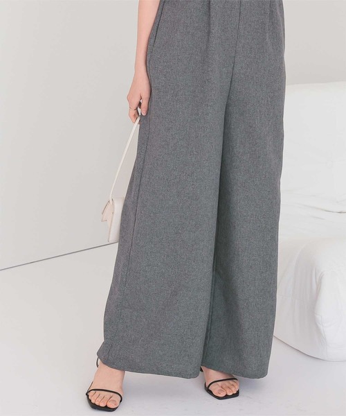 titivate（ティティベイト）の「ライトエステル肩リボンサロペット（サロペット/オーバーオール・レディース・グレイッシュベージュ/チャコール・M）」の8枚目の写真