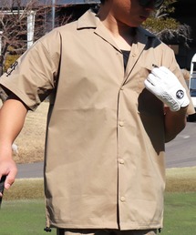 (RM)【LUXE/R GOLF】ストレッチ クロス オープンカラー 半袖 シャツ