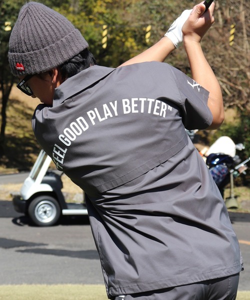 RM)【LUXE/R GOLF】ストレッチ クロス オープンカラー 半袖