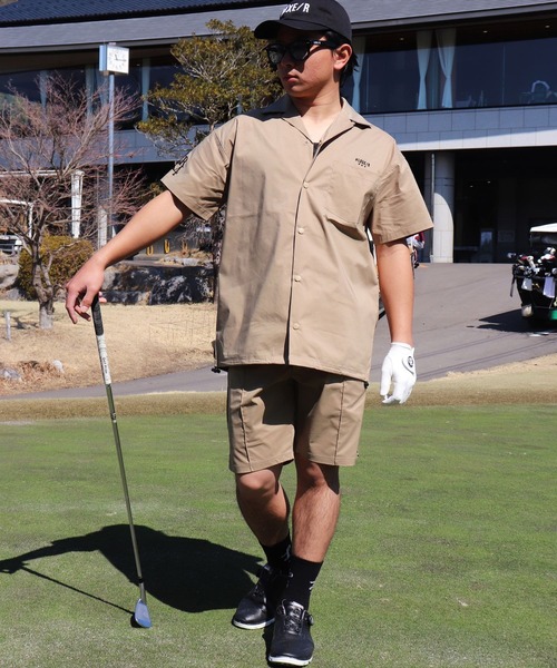 RM)【LUXE/R GOLF】ストレッチ クロス オープンカラー 半袖