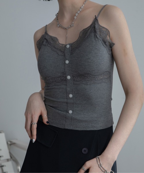 VACANCY（ヴァカンシー）の「レース切替カップ付きキャミソール（キャミソール・レディース・ホワイト/グレー/ブラック・FREE）」の16枚目の写真