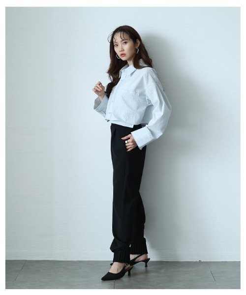 Sawa a la mode（サワアラモード）の「裾タックフリルジョーゼットパンツ（その他パンツ・レディース・ブラック・FREE）」の6枚目の写真