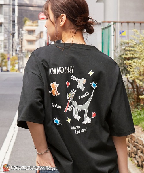 TOM and JERRY】別注 トムとジェリー グラフィック刺繍半袖Tシャツ（T