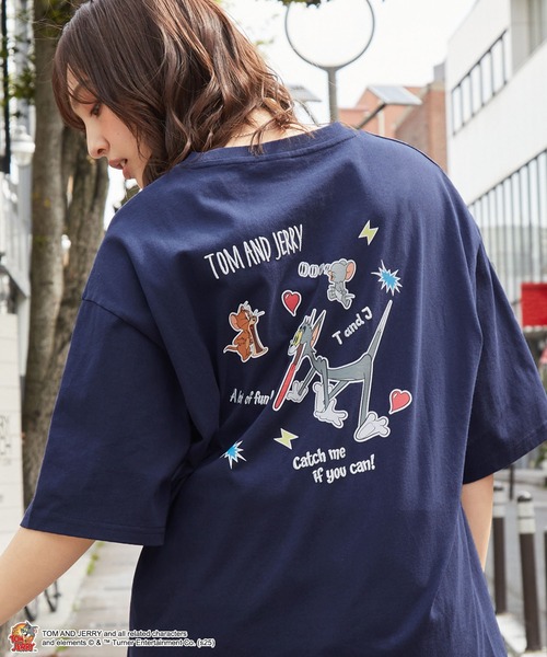 TOM and JERRY】別注 トムとジェリー グラフィック刺繍半袖Tシャツ（T