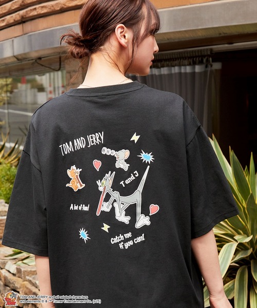 Tom＆Jerry（トムアンドジェリー）の「【TOM and JERRY】別注 トムとジェリー グラフィック刺繍半袖Tシャツ（Tシャツ/カットソー・レディース・スミクロ/ブラック系/ダークネイビー/アイボリー/ホワイト系・M/L）」の22枚目の写真