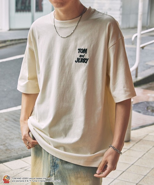 Tom＆Jerry（トムアンドジェリー）の「【TOM and JERRY】別注 トムとジェリー グラフィック刺繍半袖Tシャツ（Tシャツ/カットソー・レディース・スミクロ/ブラック系/ダークネイビー/アイボリー/ホワイト系・M/L）」の14枚目の写真