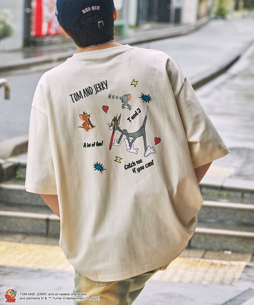 トム TOM and JERRY】別注 トムとジェリー グラフィック刺繍半袖T