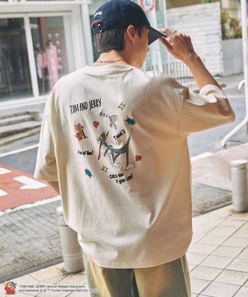 Tom＆Jerry（トムアンドジェリー）の「【TOM and JERRY】別注 トムとジェリー グラフィック刺繍半袖Tシャツ（Tシャツ/カットソー・レディース・スミクロ/ブラック系/ダークネイビー/アイボリー/ホワイト系・M/L）」の18枚目の写真
