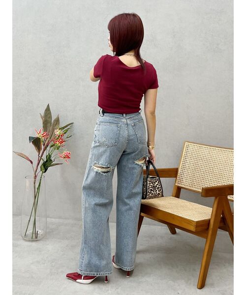 EVRIS(エヴリス)の「BASICシンプルショートTシャツ(Tシャツ/カットソー・レディース・ブラック/チャコールグレー/ホワイト/レッド・FREE)」の14枚目の写真