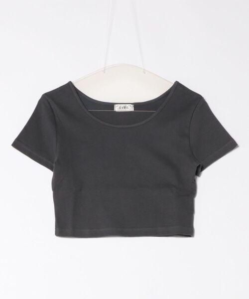 EVRIS(エヴリス)の「BASICシンプルショートTシャツ(Tシャツ/カットソー・レディース・ブラック/チャコールグレー/ホワイト/レッド・FREE)」の5枚目の写真