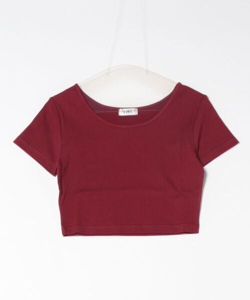 EVRIS(エヴリス)の「BASICシンプルショートTシャツ(Tシャツ/カットソー・レディース・ブラック/チャコールグレー/ホワイト/レッド・FREE)」の6枚目の写真