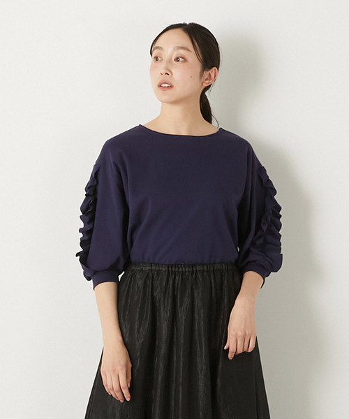 MELROSE claire(メルローズ クレール)の「【ラッフルスリーブデザインカットソー】(Tシャツ/カットソー・レディース・ブラック/ネイビー/オフホワイト・FREE)」の3枚目の写真