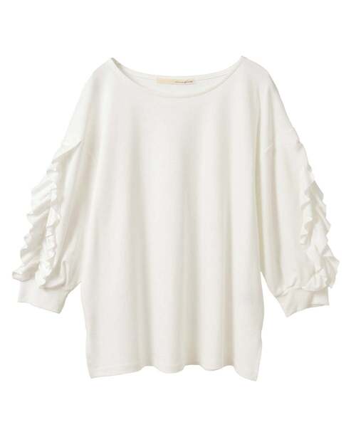 MELROSE claire(メルローズ クレール)の「【ラッフルスリーブデザインカットソー】(Tシャツ/カットソー・レディース・ブラック/ネイビー/オフホワイト・FREE)」の9枚目の写真