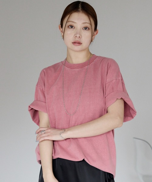 etre pret（エトレプレ）の「ヴィンテージライク ピグメントダイTシャツ（Tシャツ/カットソー・レディース・コーラル/オフホワイト/ブラック/マスタード/グリーン・L/M/XL/S）」の5枚目の写真
