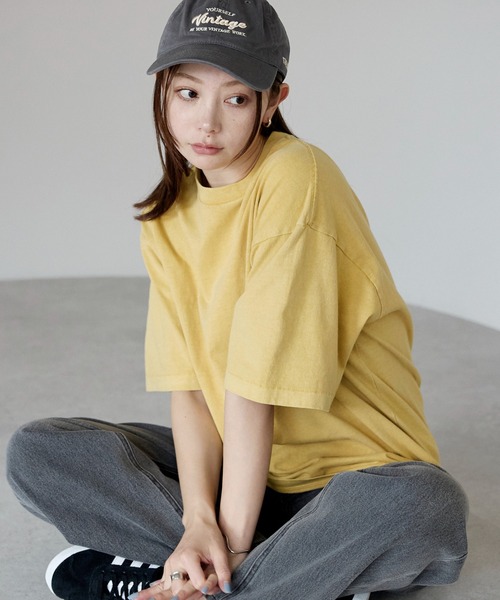 etre pret（エトレプレ）の「ヴィンテージライク ピグメントダイTシャツ（Tシャツ/カットソー・レディース・コーラル/オフホワイト/ブラック/マスタード/グリーン・L/M/XL/S）」の4枚目の写真