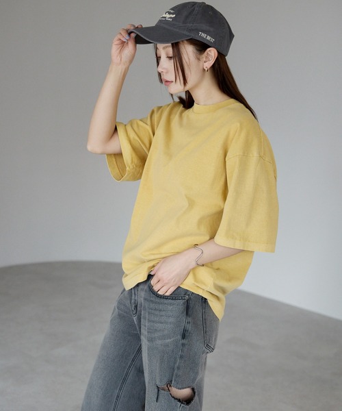 etre pret（エトレプレ）の「ヴィンテージライク ピグメントダイTシャツ（Tシャツ/カットソー・レディース・コーラル/オフホワイト/ブラック/マスタード/グリーン・L/M/XL/S）」の6枚目の写真