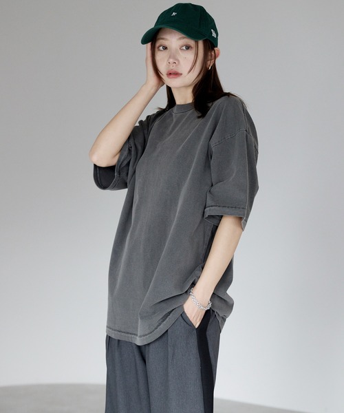 etre pret（エトレプレ）の「ヴィンテージライク ピグメントダイTシャツ（Tシャツ/カットソー・レディース・コーラル/オフホワイト/ブラック/マスタード/グリーン・L/M/XL/S）」の21枚目の写真