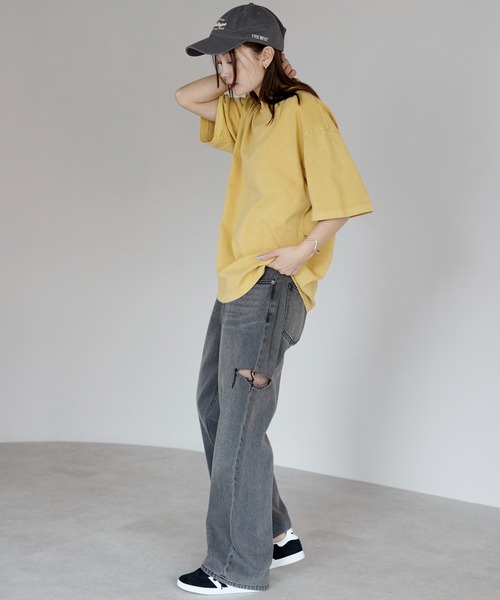 etre pret（エトレプレ）の「ヴィンテージライク ピグメントダイTシャツ（Tシャツ/カットソー・レディース・コーラル/オフホワイト/ブラック/マスタード/グリーン・L/M/XL/S）」の14枚目の写真
