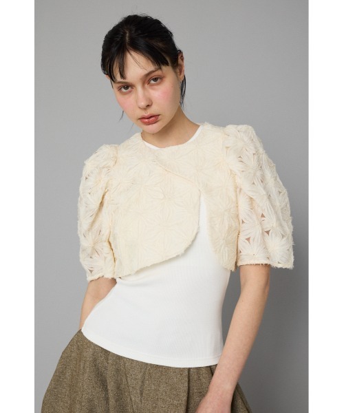 HeRIN.CYE(ヘリンドットサイ)の「Flower lace bolero フラワーレースボレロ(カーディガン/ボレロ・レディース・ホワイト/ブラック・FREE)」の2枚目の写真