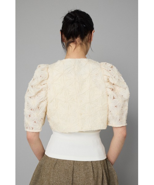 HeRIN.CYE(ヘリンドットサイ)の「Flower lace bolero フラワーレースボレロ(カーディガン/ボレロ・レディース・ホワイト/ブラック・FREE)」の5枚目の写真