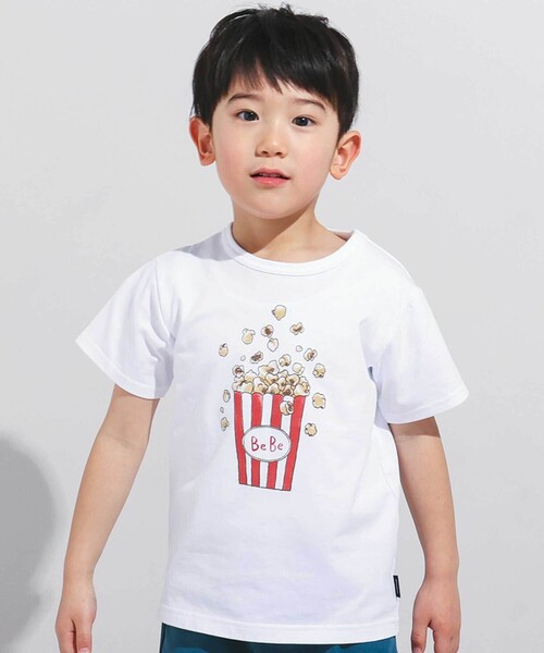 BeBe（ベベ）の「【WEB限定】ポップコーンプリント天竺半袖Tシャツ(100~140cm)（Tシャツ/カットソー・キッズ・ホワイト/ブルー・110cm/120cm/130cm/140cm/100cm）」の2枚目の写真