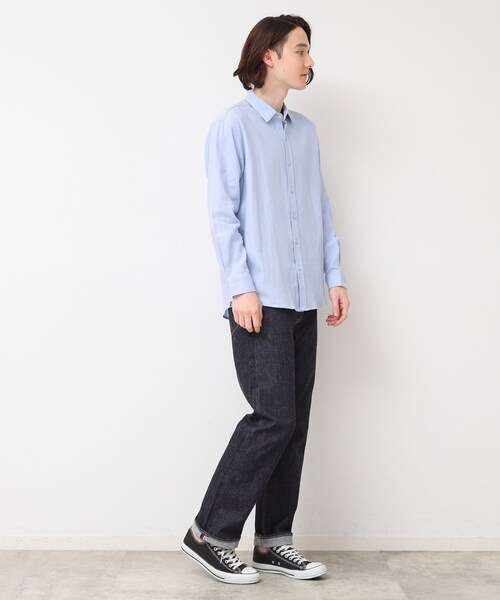 Dessin(デッサン)の「【洗える】レギュラーシャツ(シャツ/ブラウス・メンズ・ライトブルー/ネイビー・02/03)」の14枚目の写真