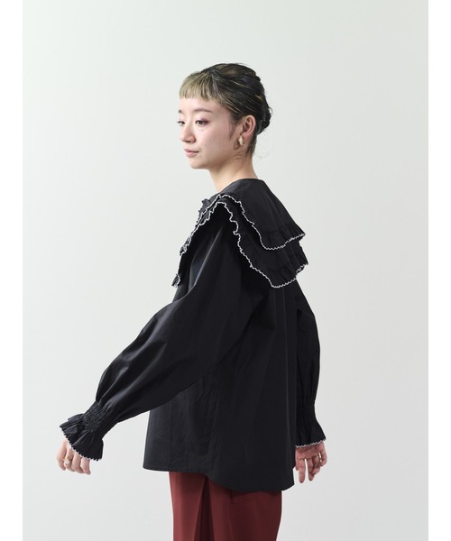 DOLLUPOOPS（ドールアップウップス）の「配色ビッグカラーブラウス（シャツ/ブラウス・レディース・ブラック/オフホワイト・38）」の10枚目の写真