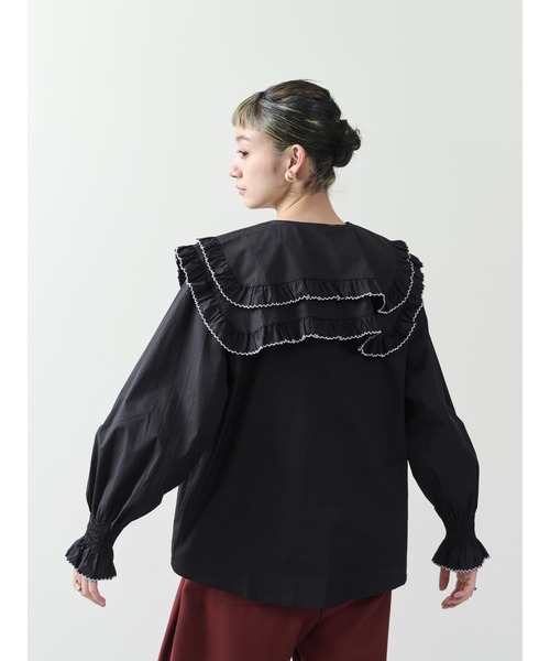 DOLLUPOOPS（ドールアップウップス）の「配色ビッグカラーブラウス（シャツ/ブラウス・レディース・ブラック/オフホワイト・38）」の11枚目の写真