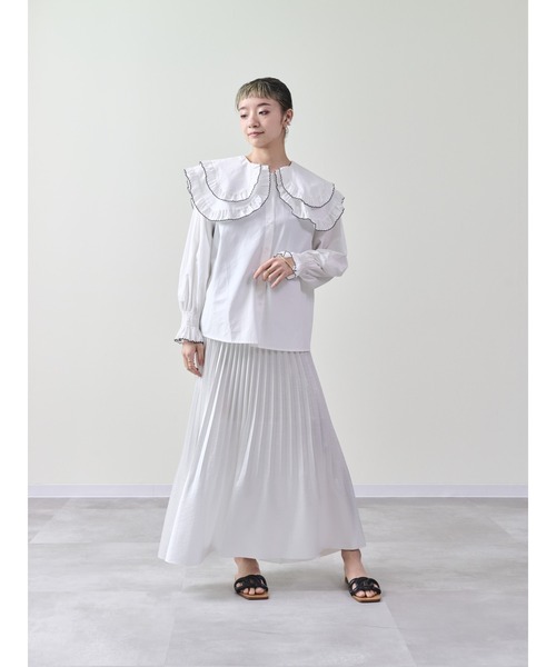 DOLLUPOOPS（ドールアップウップス）の「配色ビッグカラーブラウス（シャツ/ブラウス・レディース・ブラック/オフホワイト・38）」の6枚目の写真