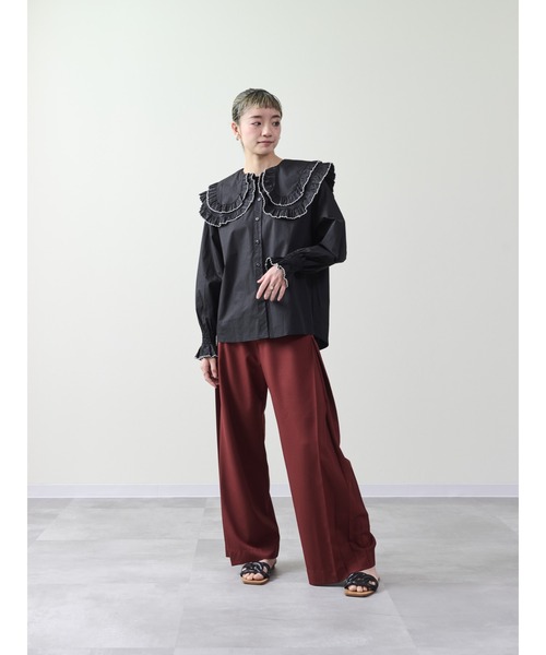 DOLLUPOOPS（ドールアップウップス）の「配色ビッグカラーブラウス（シャツ/ブラウス・レディース・ブラック/オフホワイト・38）」の3枚目の写真