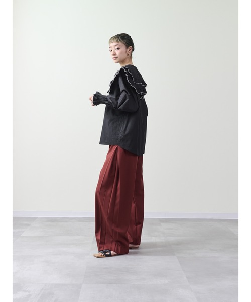 DOLLUPOOPS（ドールアップウップス）の「配色ビッグカラーブラウス（シャツ/ブラウス・レディース・ブラック/オフホワイト・38）」の4枚目の写真