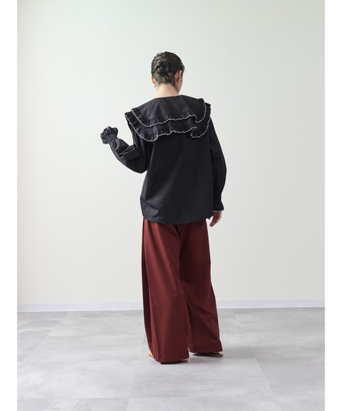 DOLLUPOOPS（ドールアップウップス）の「配色ビッグカラーブラウス（シャツ/ブラウス・レディース・ブラック/オフホワイト・38）」の5枚目の写真