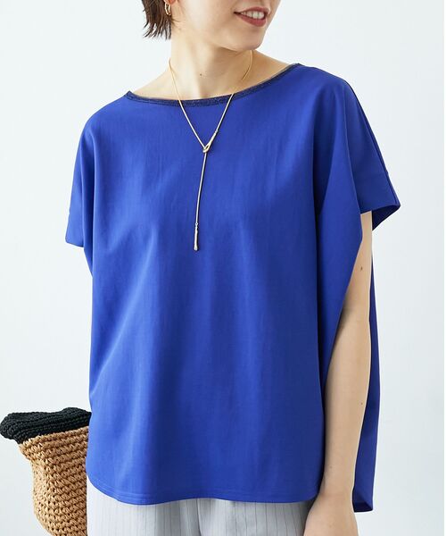 le.coeur blanc（ルクールブラン）の「《肌離れも良く乾きも早い◎》カノコカットプルオーバー（Tシャツ/カットソー・レディース・ブラック/ブルー/オフホワイト・38）」の3枚目の写真