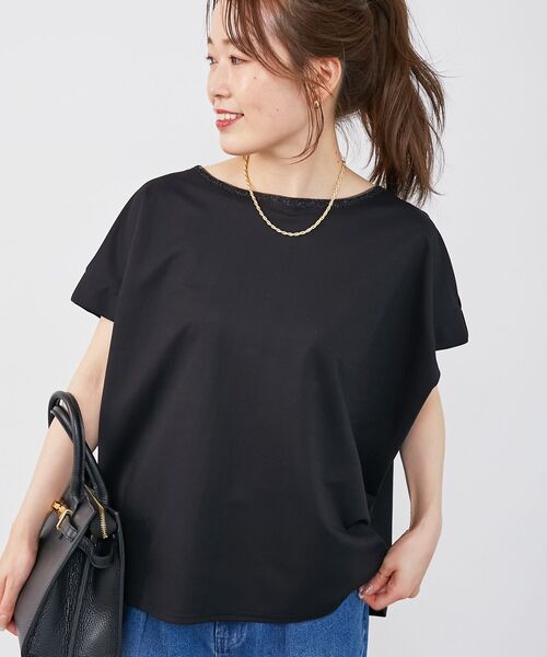 le.coeur blanc（ルクールブラン）の「《肌離れも良く乾きも早い◎》カノコカットプルオーバー（Tシャツ/カットソー・レディース・ブラック/ブルー/オフホワイト・38）」の2枚目の写真