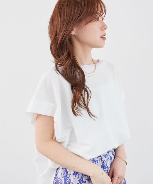 le.coeur blanc（ルクールブラン）の「《肌離れも良く乾きも早い◎》カノコカットプルオーバー（Tシャツ/カットソー・レディース・ブラック/ブルー/オフホワイト・38）」の15枚目の写真