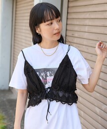 S64:新品❣️リボン キャミソール 単品 ブラック サイズ44 カップ入りチェック柄シャーリングキャミソール[dk1114