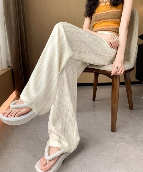 Miniministore(ミニミニストア)の「水墨風ワイドパンツ 薄手ドレープパンツ夏(スウェットパンツ・レディース・グレイッシュベージュ/ブラック/オフホワイト・M/L)」の16枚目の写真