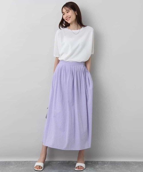 MK MICHEL KLEIN（エムケーミッシェルクラン）の「ガーター編み五分袖ニット/洗える（ニット/セーター・レディース・グレー/ホワイト/ダークインディゴブルー/イエロー・38）」の11枚目の写真