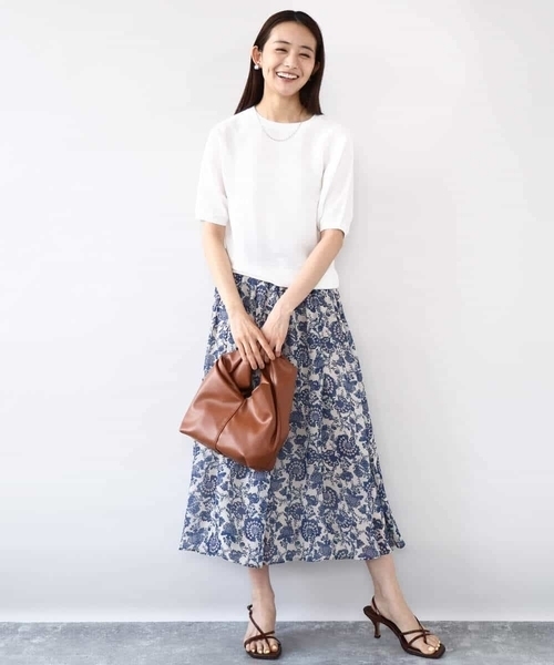 MK MICHEL KLEIN（エムケーミッシェルクラン）の「ガーター編み五分袖ニット/洗える（ニット/セーター・レディース・グレー/ホワイト/ダークインディゴブルー/イエロー・38）」の12枚目の写真