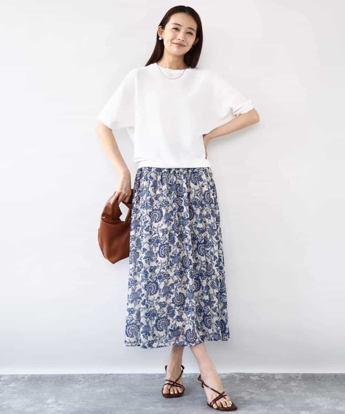 MK MICHEL KLEIN（エムケーミッシェルクラン）の「ガーター編み五分袖ニット/洗える（ニット/セーター・レディース・グレー/ホワイト/ダークインディゴブルー/イエロー・38）」の14枚目の写真