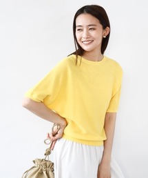 ガーター編み五分袖ニット/洗える