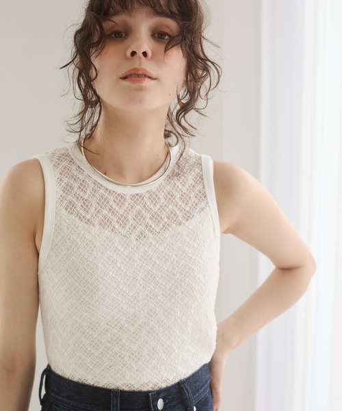 ANGIE（アンジー）の「ストレッチレース タンクトップ（タンクトップ・レディース・アイボリー/ブラック/ホワイト・FREE）」の21枚目の写真